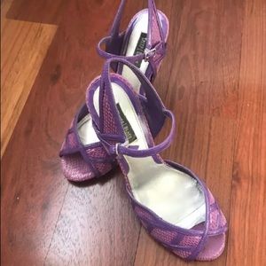 White House Black Market Leather Peep Toe Heels